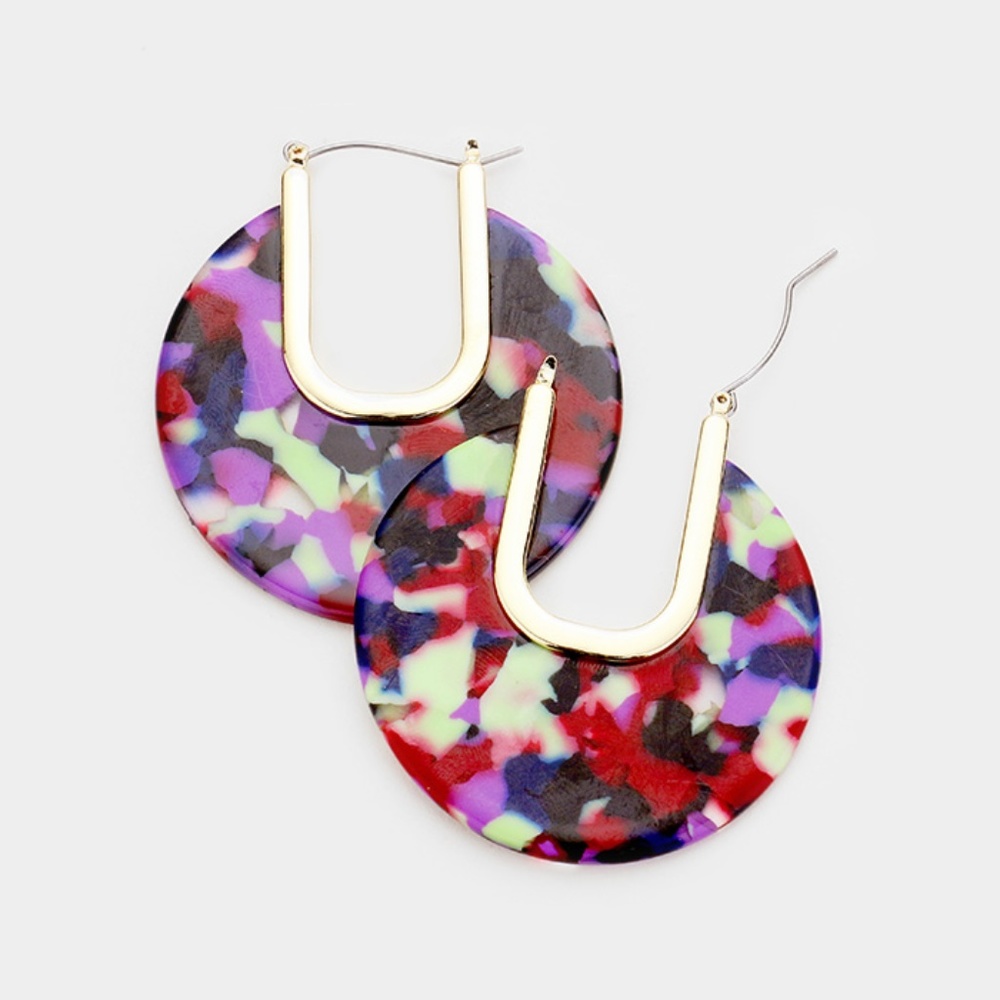 NWT Acrylic Tortoise Disc Earrings